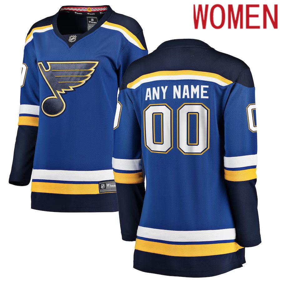 Women St. Louis Blues Fanatics Branded Blue Home Breakaway Custom NHL Jersey